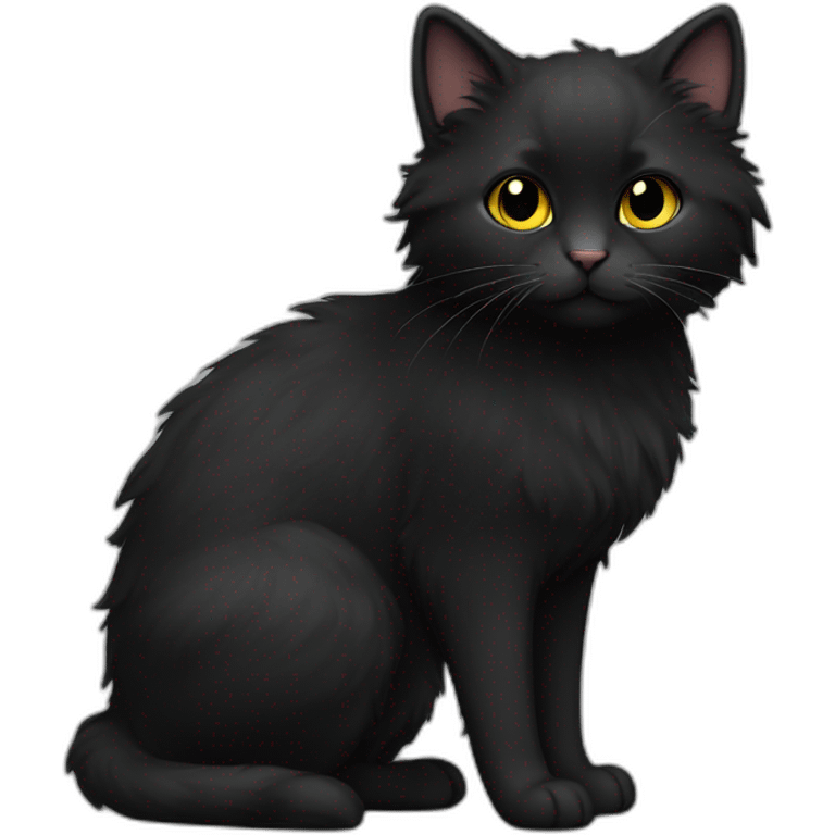 black only cat female fluffier full body emoji