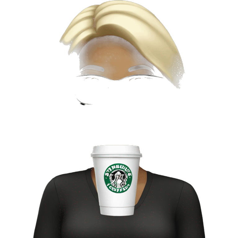 Blonde hair woman with black glasses drinking Starbucks  emoji