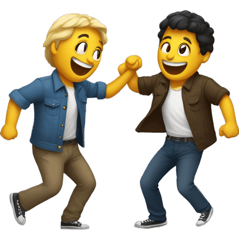 Two friends dancing drunks  emoji