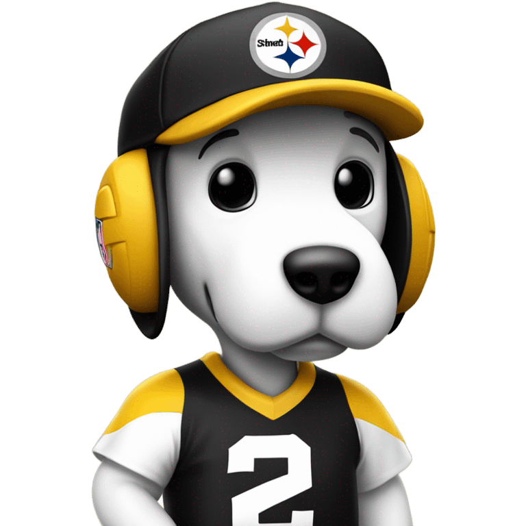 Snoopy wearing Steelers gear emoji