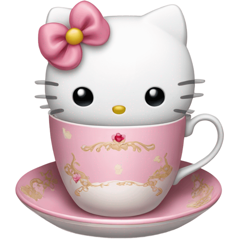 Hello kitty sipping tea emoji