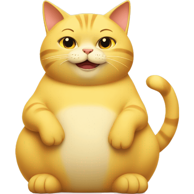 Fat yellow girl cat giving thumbs up not smiling emoji