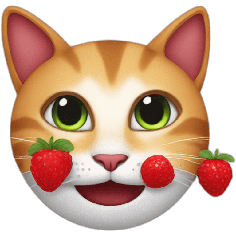 Cat eats berry emoji