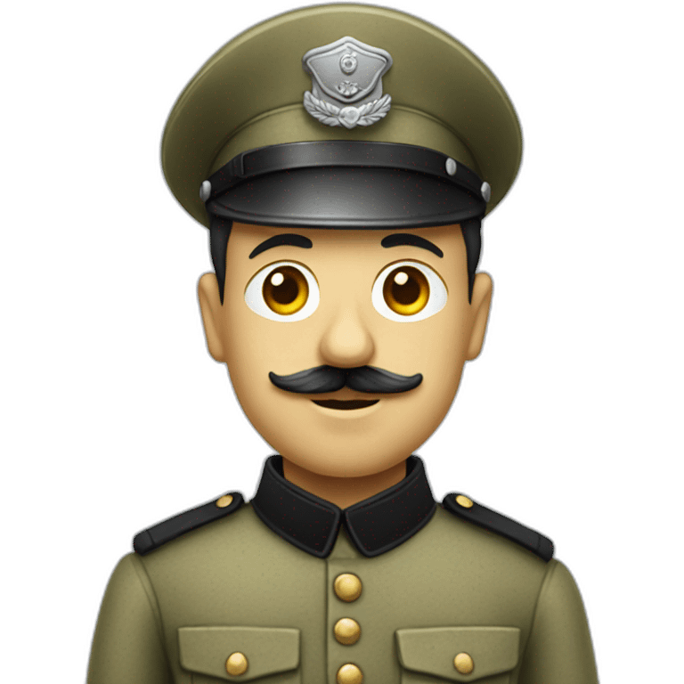 charlie chaplin without his hat and in a soldier's uniform emoji