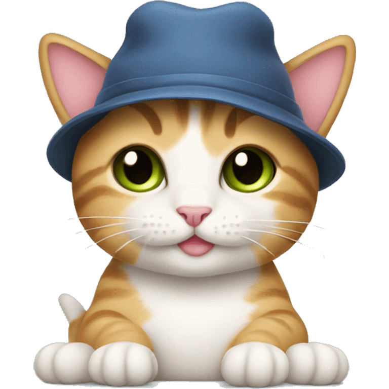 Cute kitty wearing a hat emoji