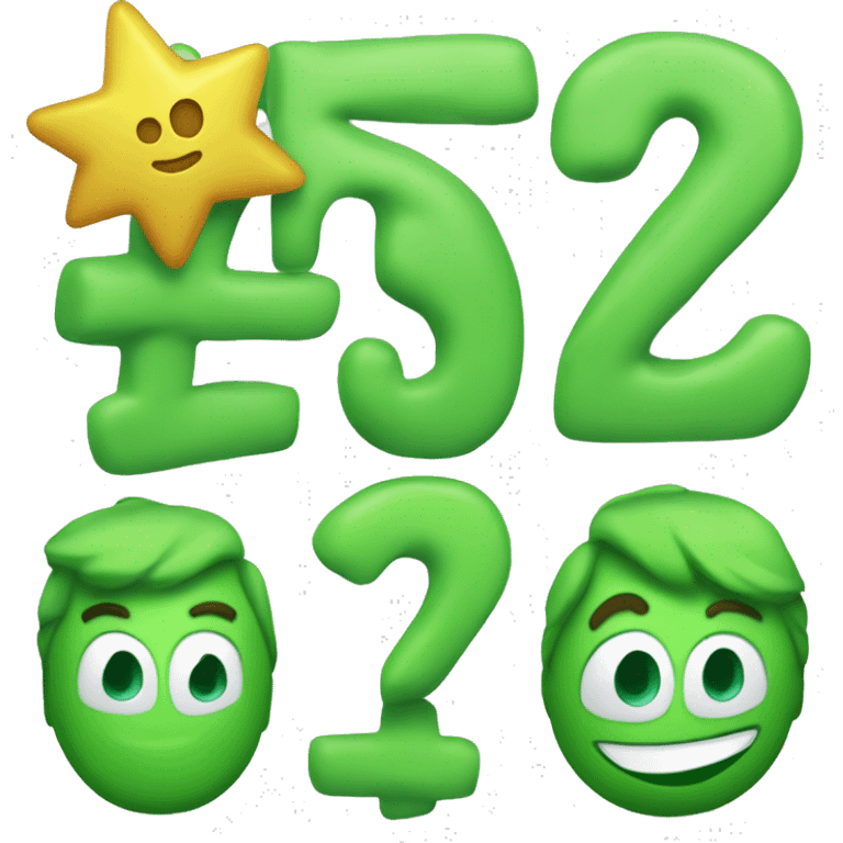 Estrella verde con el número 100 en el medio emoji