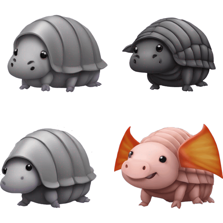 Lavender gray Pig armadillo darth Vader isopod lobster tail fanned tail feathered tail pig armadillo darth Vader face emoji