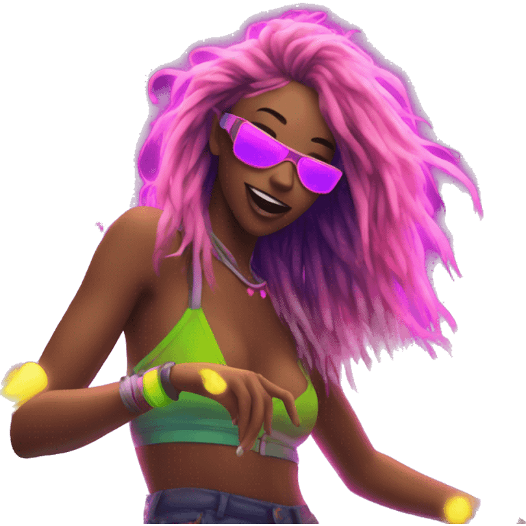 Rave party dancing neon smoking emoji