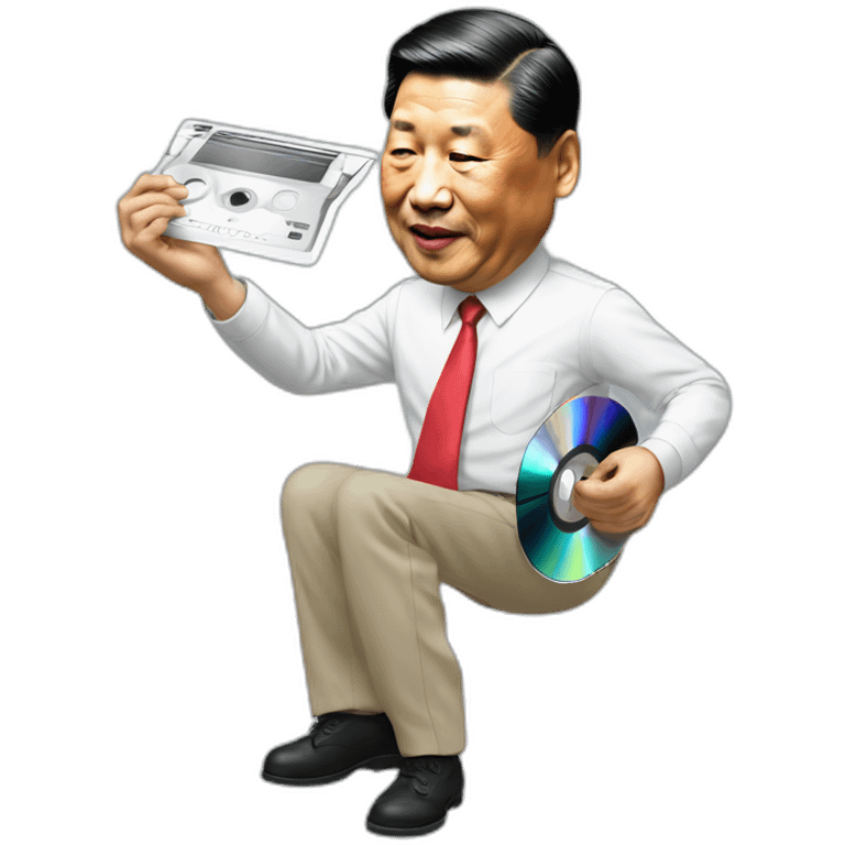 Xi Jinping catching a cd emoji