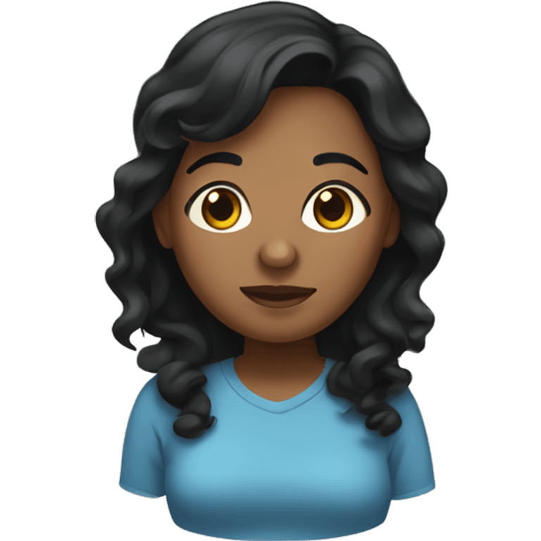 Brown-skinned, female, overweight, with wrinkles, and black wavy hair. emoji