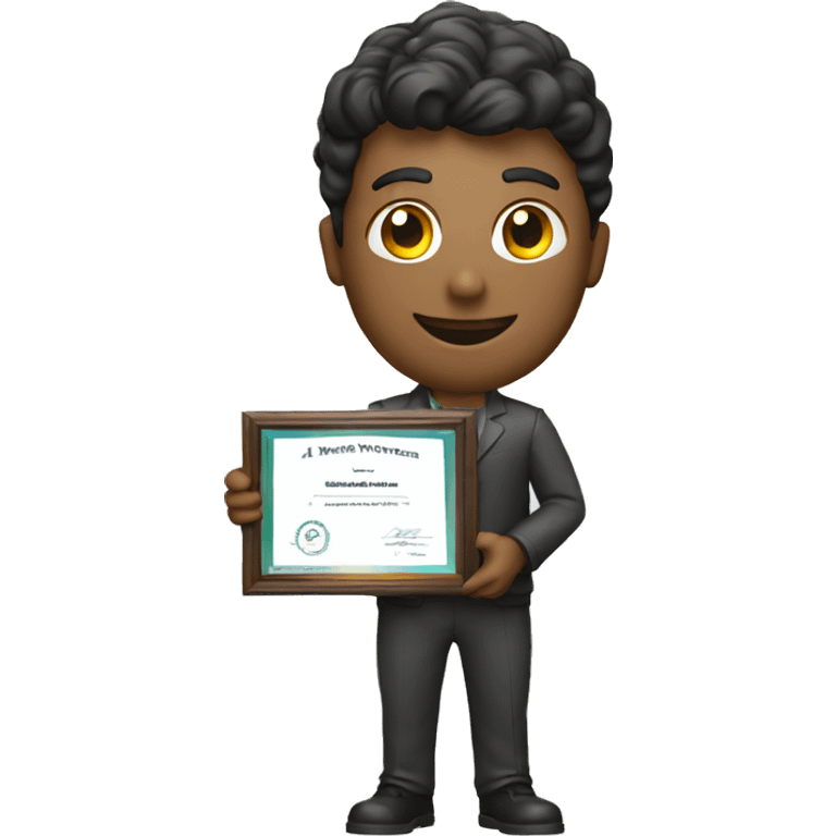 AI man holds certification in hand emoji