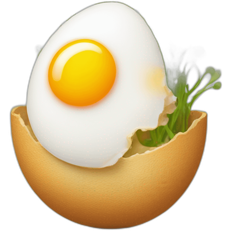 Sunny-side-up egg with sprout on head  emoji