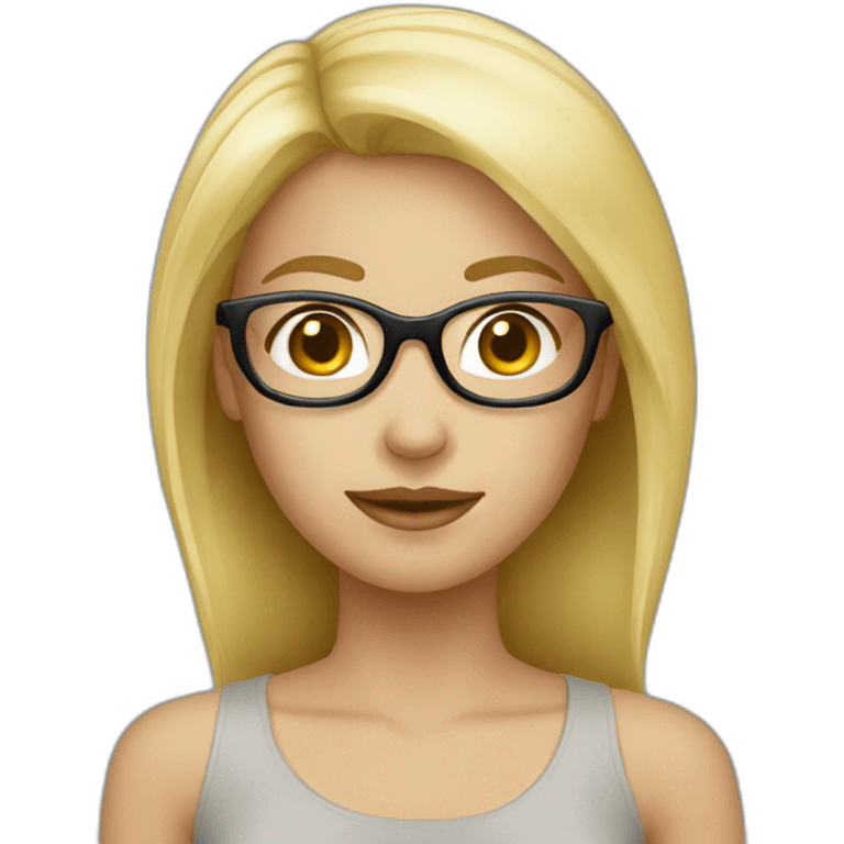 Fille blonde, lunette fine emoji