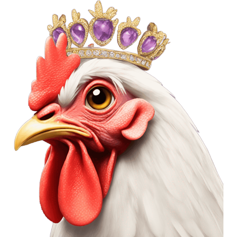 Chicken wearing a tiara emoji