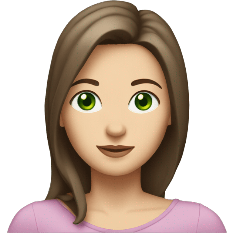 shoulder length straight brown hair, green eyes, 42 year old pretty princess emoji