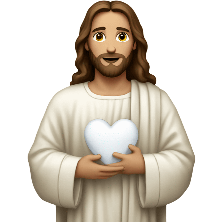 Jesus holding a white heart  emoji