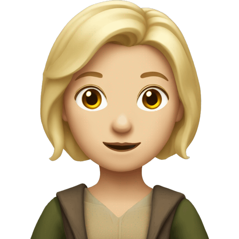 full body emoji of female hobbit with short blonde hair emoji