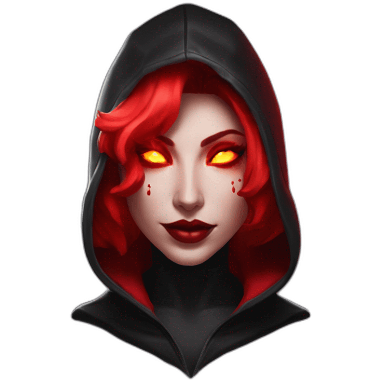 Dead Pool fall in love to of Lady Gaga with this style : Riot Games Valorant black red glowing bright red sparks character red black hooded hero themed character emoji