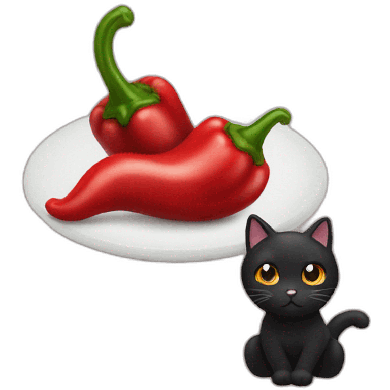 Chilli pepper eat black cat emoji