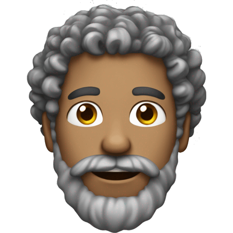 Man with curly salt and pepper hair and beard emoji