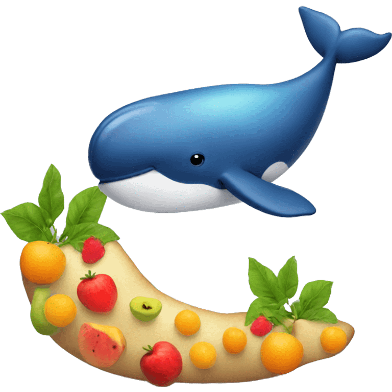 Whale with fruit emoji