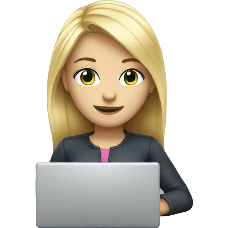 Blond hair blue eyes girl with laptop  emoji