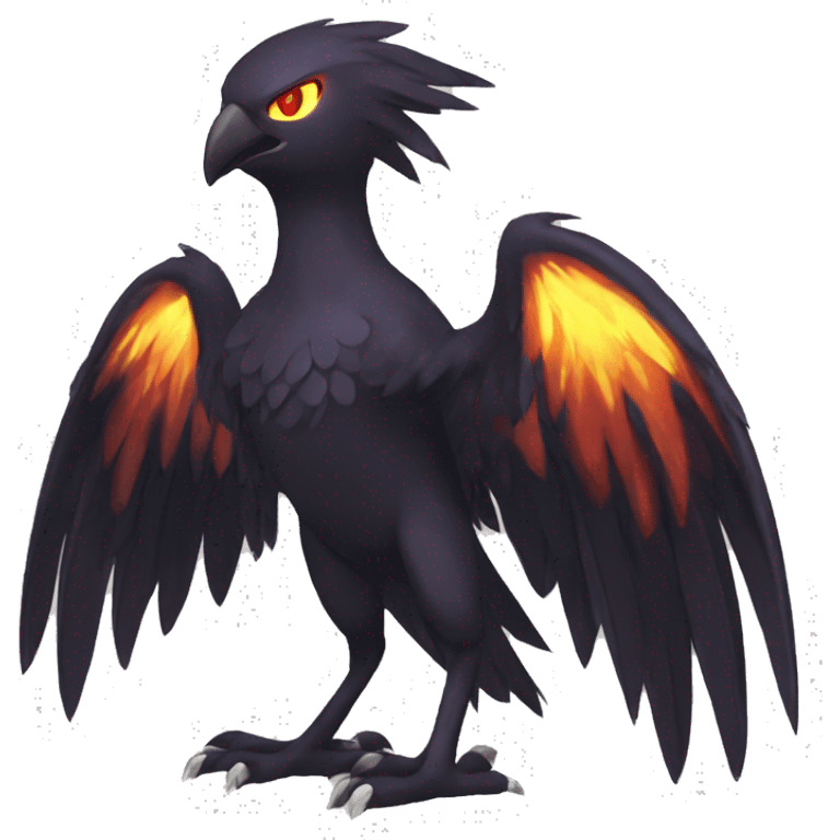 Fantasy legendary dark bird shadow-type-Phoenix Fakemon full body emoji