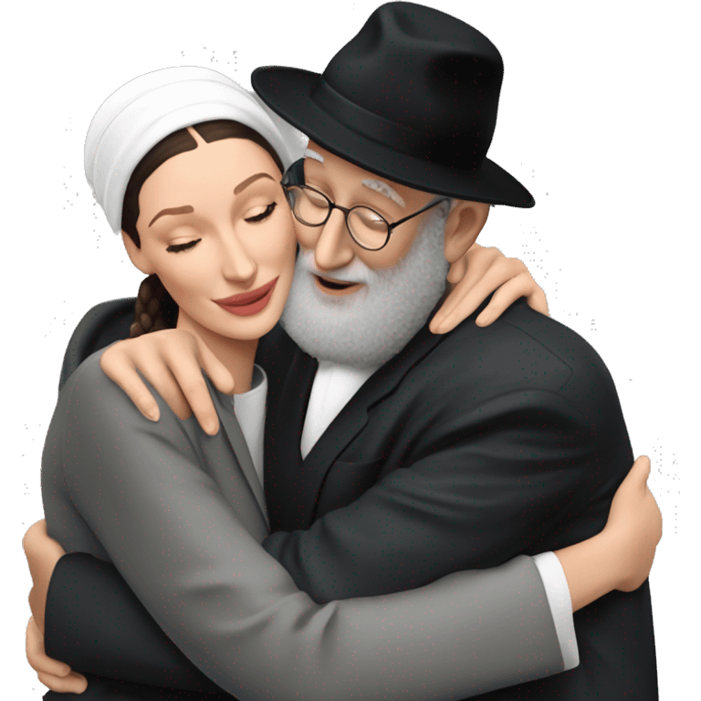 Realistic Bella hadid hugging Jewish Rabbi emoji