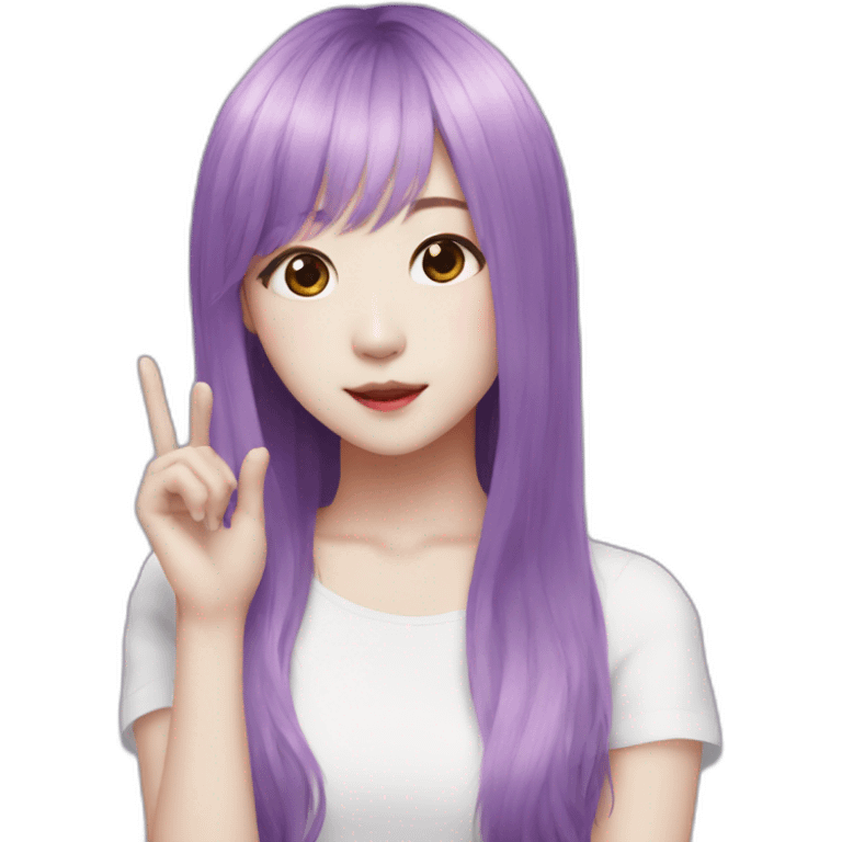 Moonbyul-purple-hair-saying hello emoji