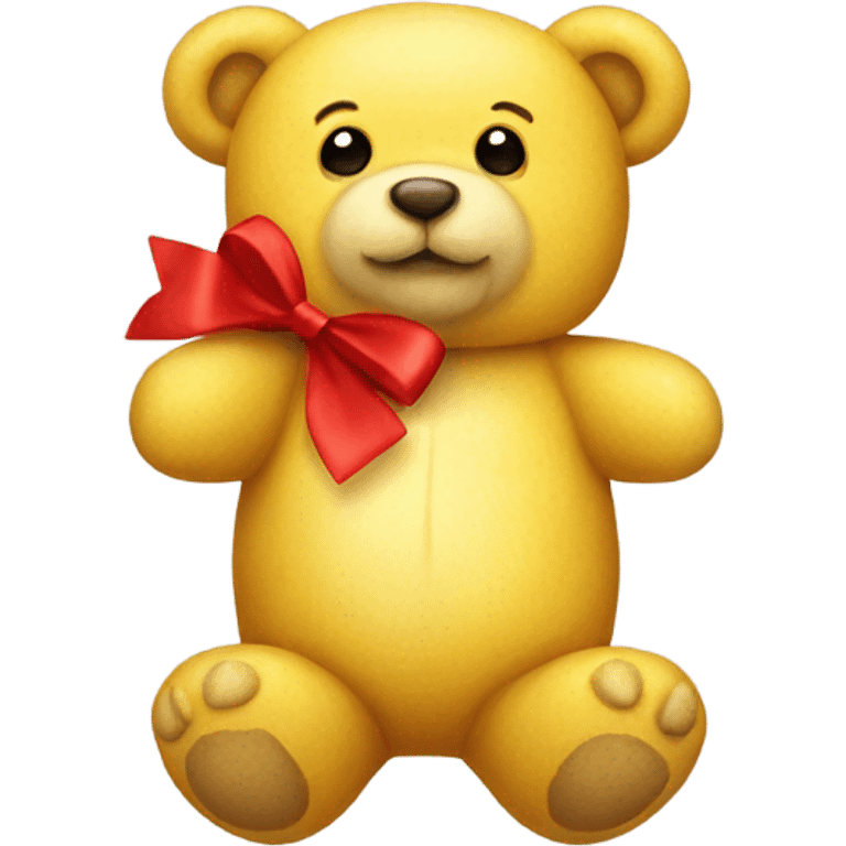 Yellow teddy bear with small red bow emoji