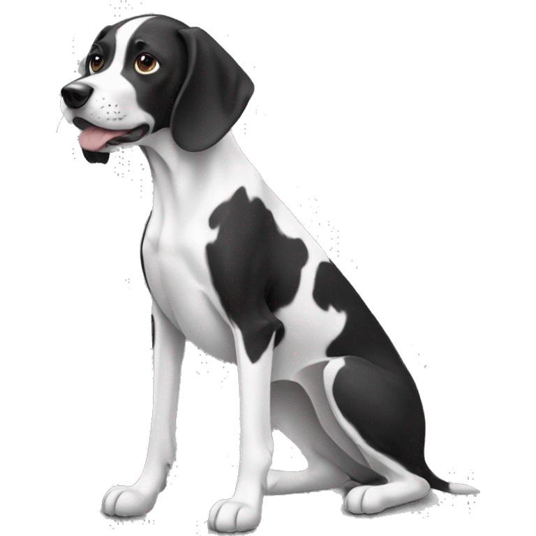 Pointer dog that is black and white emoji