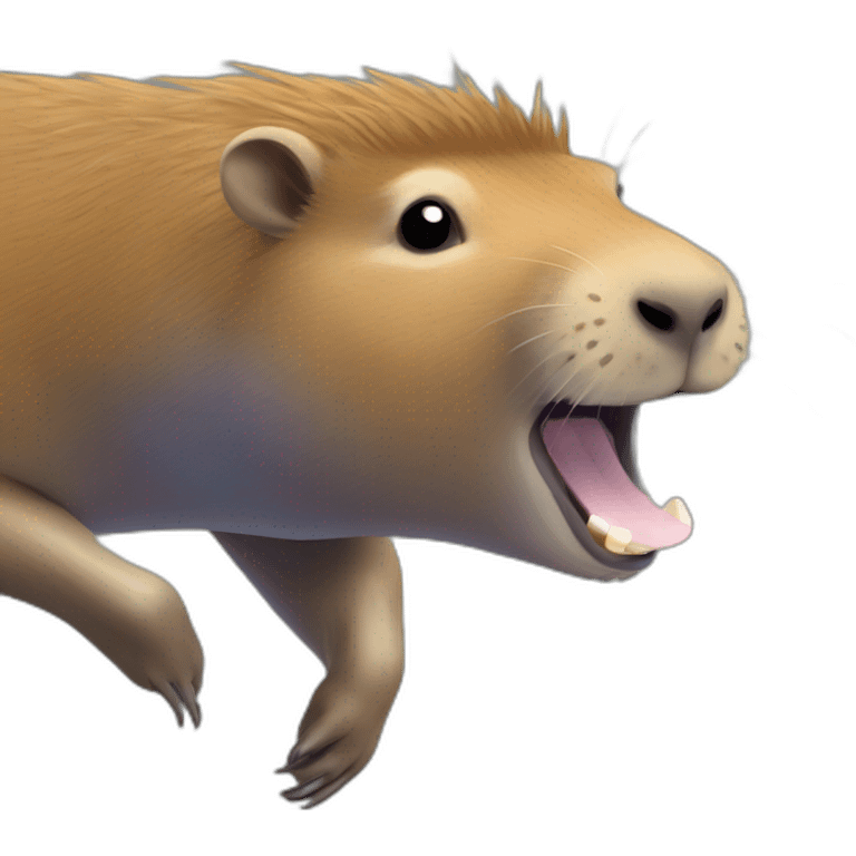 Capybara runs and screams emoji