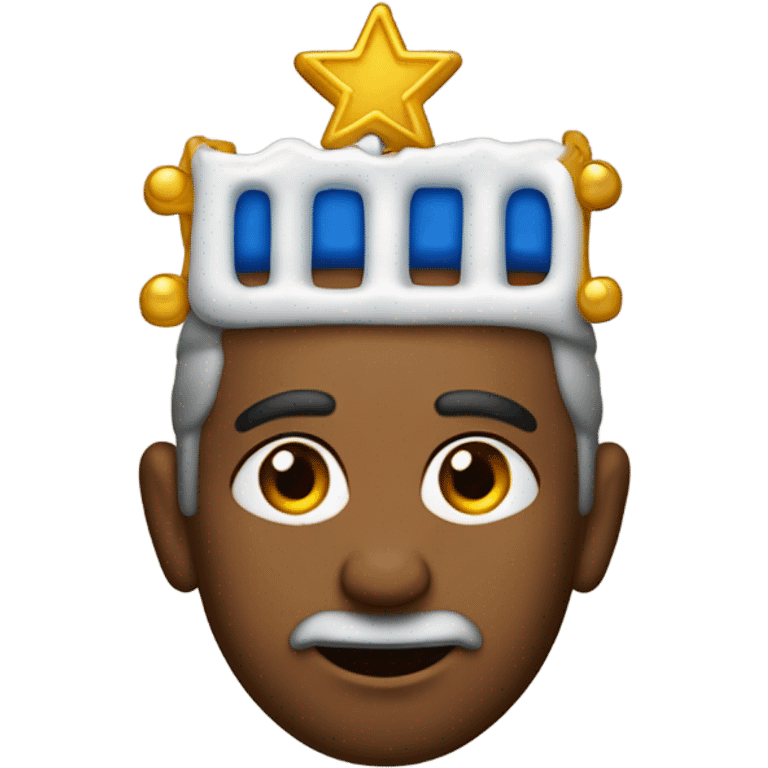 A Jewish guy with one dangly menorah earring emoji