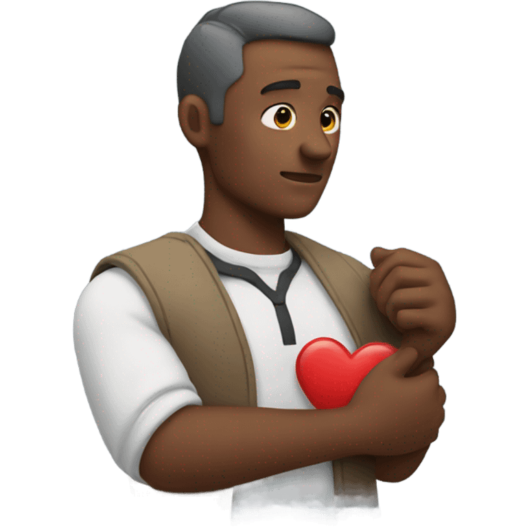 Father holds his heart in his arm emoji