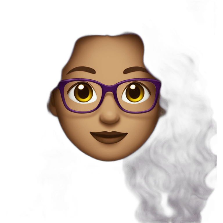 curvy-woman-purple-long-wavy-hair-green-eyes-square-glasses-white emoji