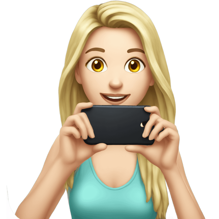 casual girl momento mirror with phone 16 emoji