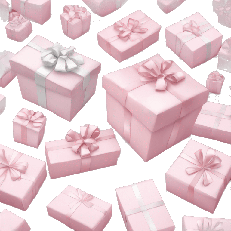 Light pink Christmas gifts under a white Christmas tree  emoji