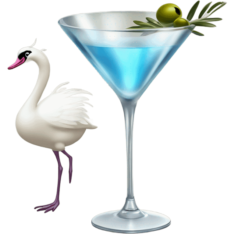 A martini with a coquette swan emoji