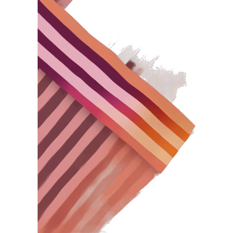 lesbian pride flag with seven horizontal stripes: dark orange, orange, light orange, white, pink, dusty pink, and dark rose. emoji