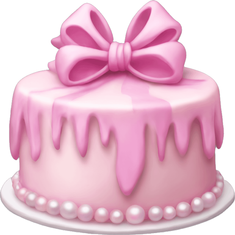 Pearl ligh pink birthday cake witch bow emoji