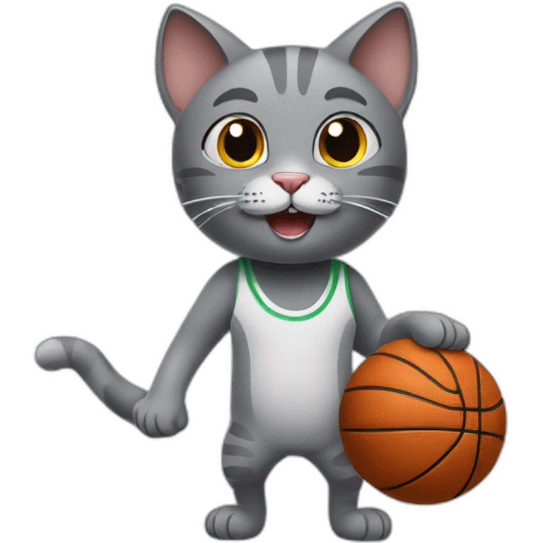 grey cat playing basketball emoji