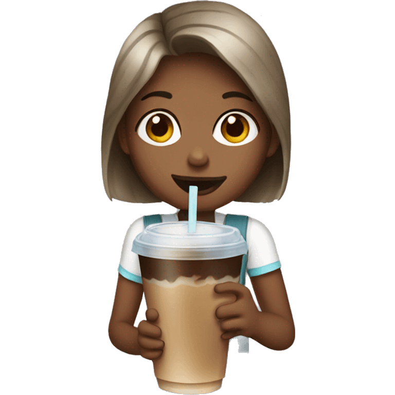 Girl drinking iced coffee emoji