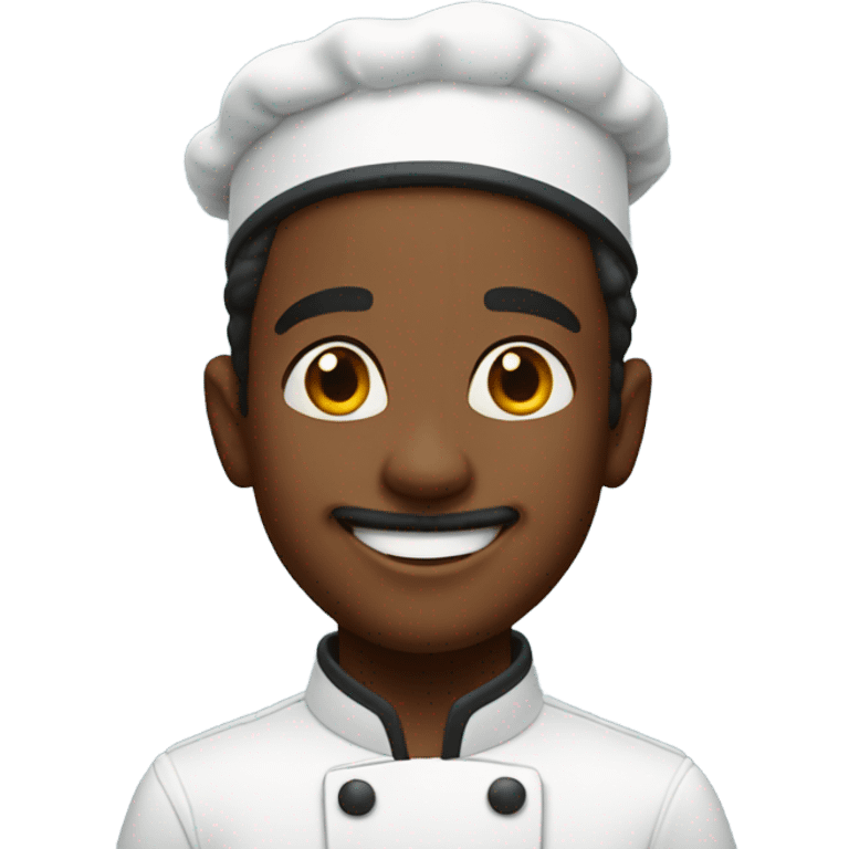 joyful solo portrait of boy cook emoji