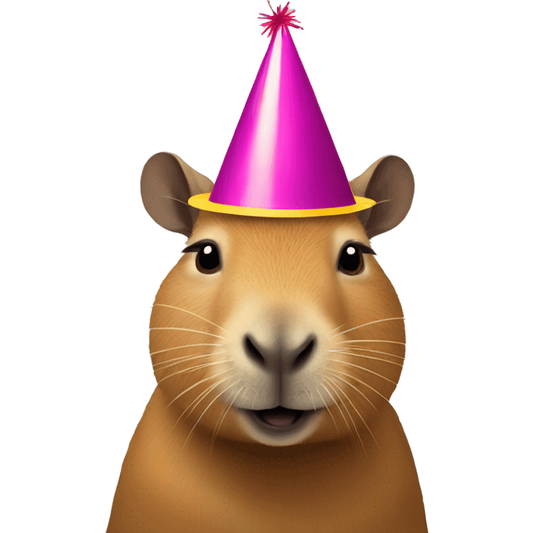 Capybara wearing a party hat emoji