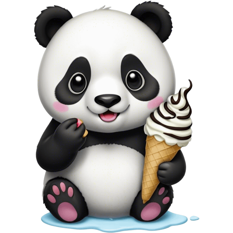 Panda eating ice cream emoji