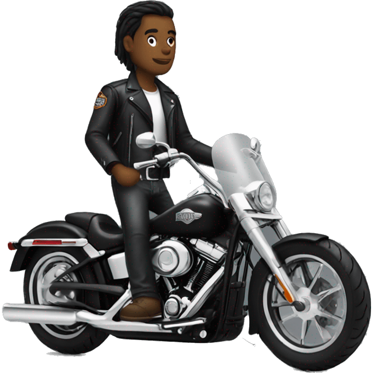 Black harley davidson with white rider emoji