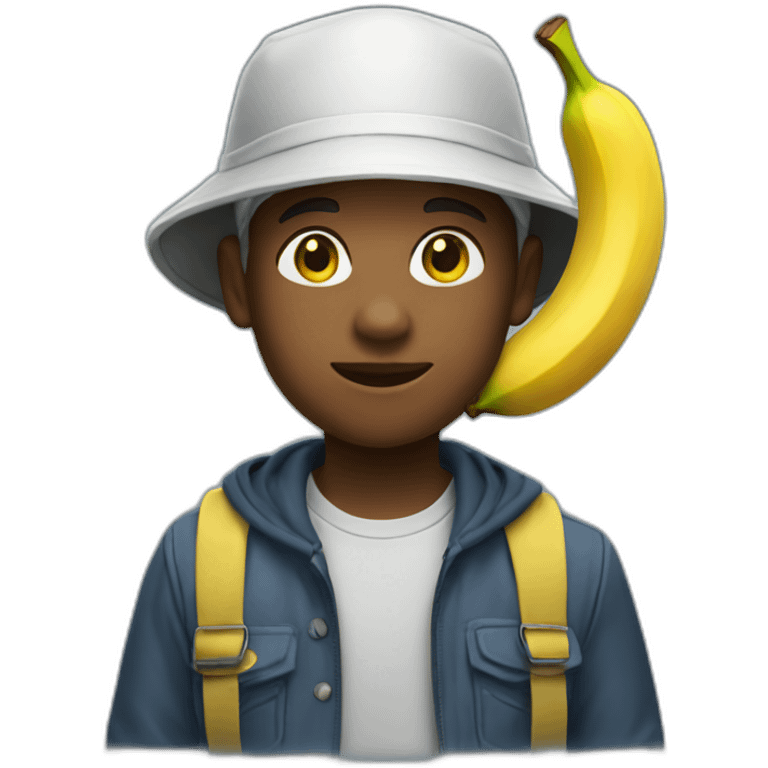 A Boy with An Banana bucket hat emoji