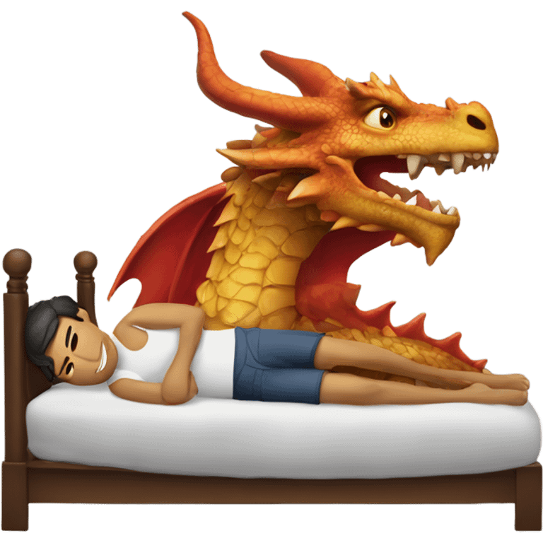 a man with a dragon’s head for a head is lying down emoji