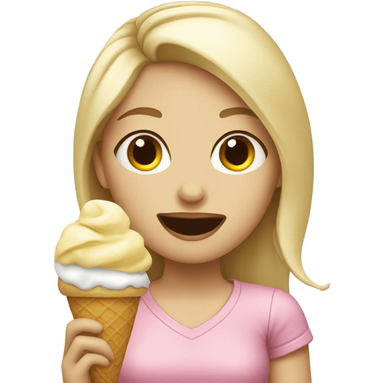 blonde girl eating ice cream  emoji