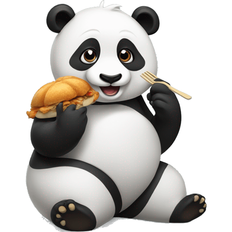 Panda eating chicken emoji